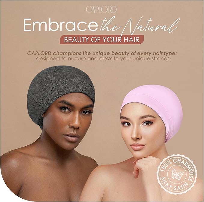 CAPLORD Satin Bonnet for Sleeping, Curly Hair Wrap Sleep for Men, Adjustable Silk Beanies for Women, Silk Hair Bonnet
