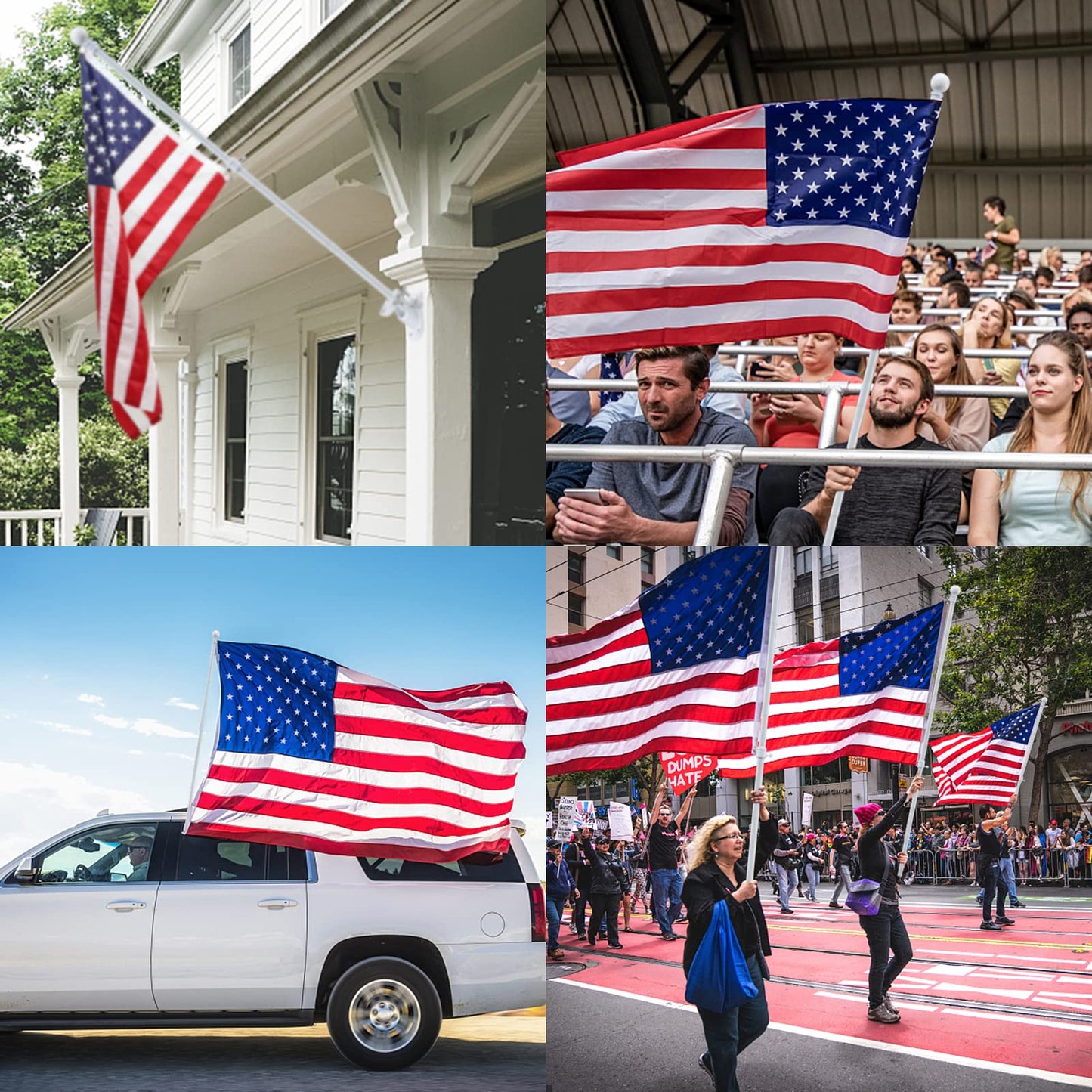 Flag Pole for Outside House - 5ft Heavy Duty Metal Flagpole Kit,Tangle Free, 2 Angle Mount for Grommet Flags,Banner,Garden Flag, for Outdoor Porch,Yard,Garage,Patio Balcony Use
