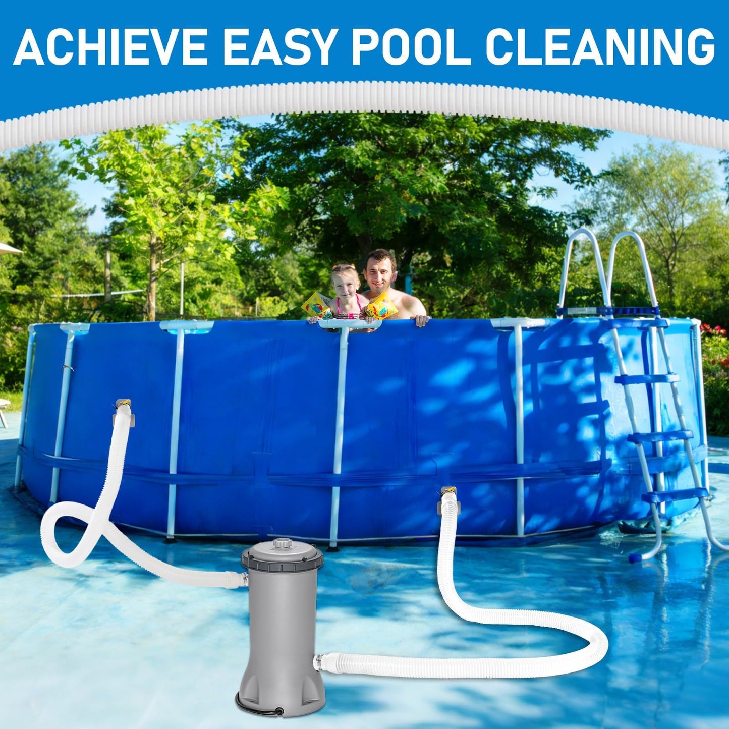 Conderyang 2Pack 1.25×59in EVA Pool Professional Hoses with 2026 Upgrade Flexible Tube Head and 2 Brackets for Above Ground Swimming Pools Pump Replacement Vacuum Heavy Duty Hose Pool Supply (White)