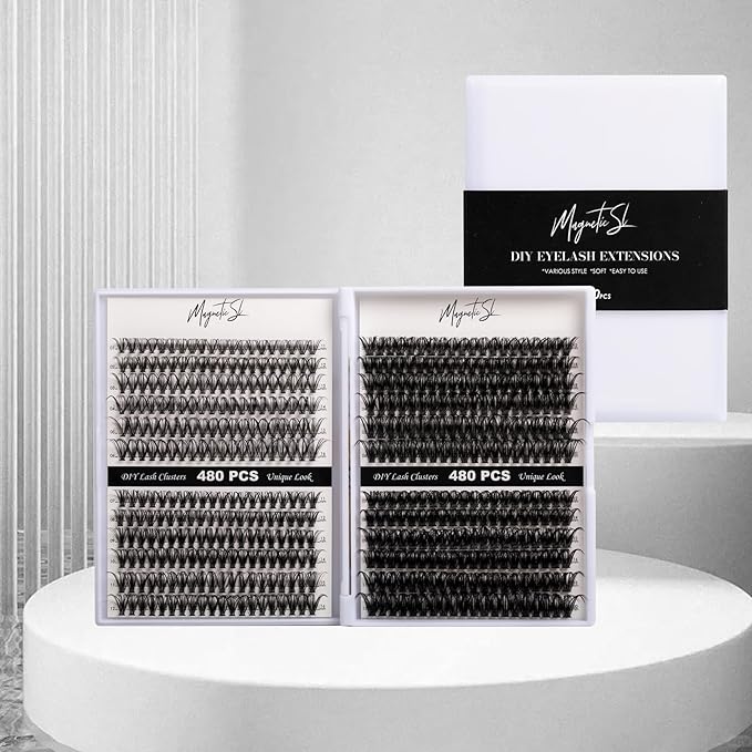 Lash Clusters 480 Clusters 60D 80D Thick Eyelash Extension 30D 40D Individual Eyelashes 11-20mm False Eyelash Multi-Style DIY Lash Extensions for Beginners(30D-80D-D, 11-20MIX)