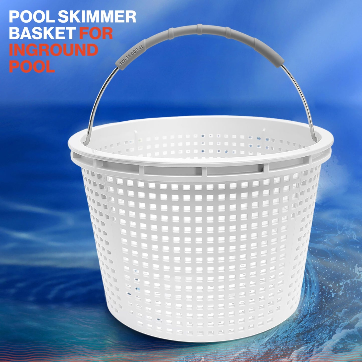 Swimables Pool Skimmer Basket for Inground Pool Compatible with Pentair U-3 Skimmer Basket and Hayward SP1070 Pool Basket | Built-in Brass Weight | 316 Stainless Steel Handle & Convenient Rubber Grip