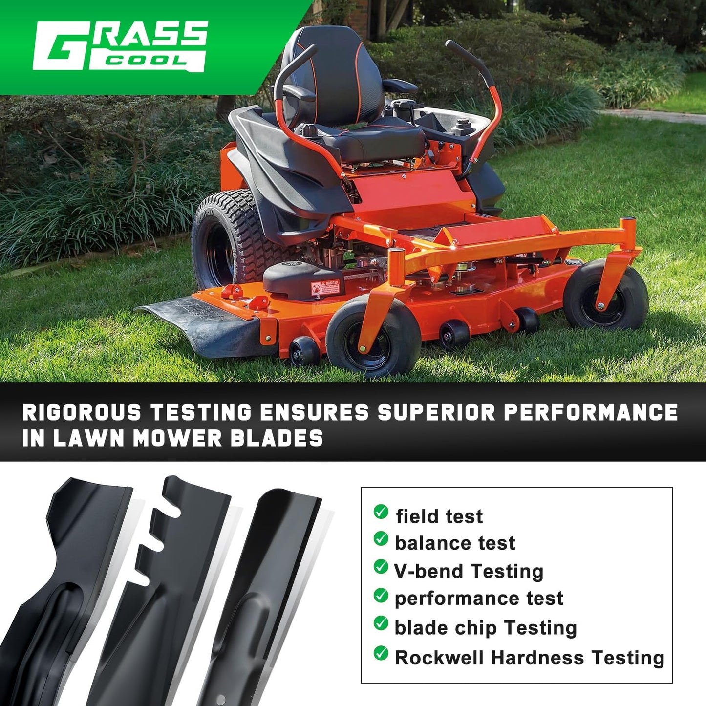 Grasscool 60 inch Maverick Zero Turn Mower Blades Compatible with Bad Boy ZT Elite Exmark Lazer Z Toro 60" Lawnmower Replace for 038-2007-00 038-6050-00 038-6060-00 (Circle Hole)