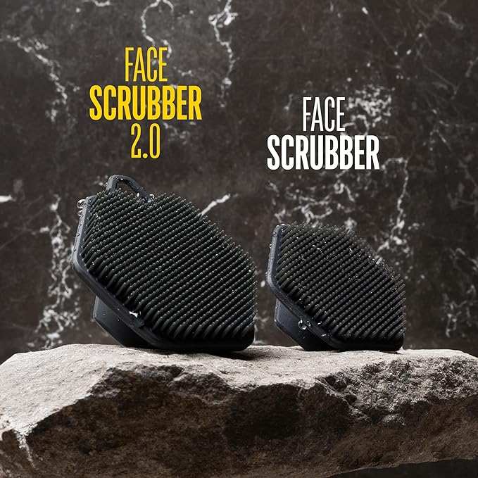 TOOLETRIES MenâÂÂs Face Scrubber 2.0 - Silicone Facial Cleansing Brush for Daily Use, Larger Surface Area, Longer Bristles for Deeper Exfoliation, Quick-Dry Design, with Hang Loop - Charcoal
