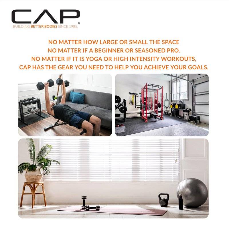 CAP 8 LB 12-Sided Rubber Coated Dumbbell Weight, Rubber Hand Weights for Home Gym Strength Training, Black Oxide Handle, Pair