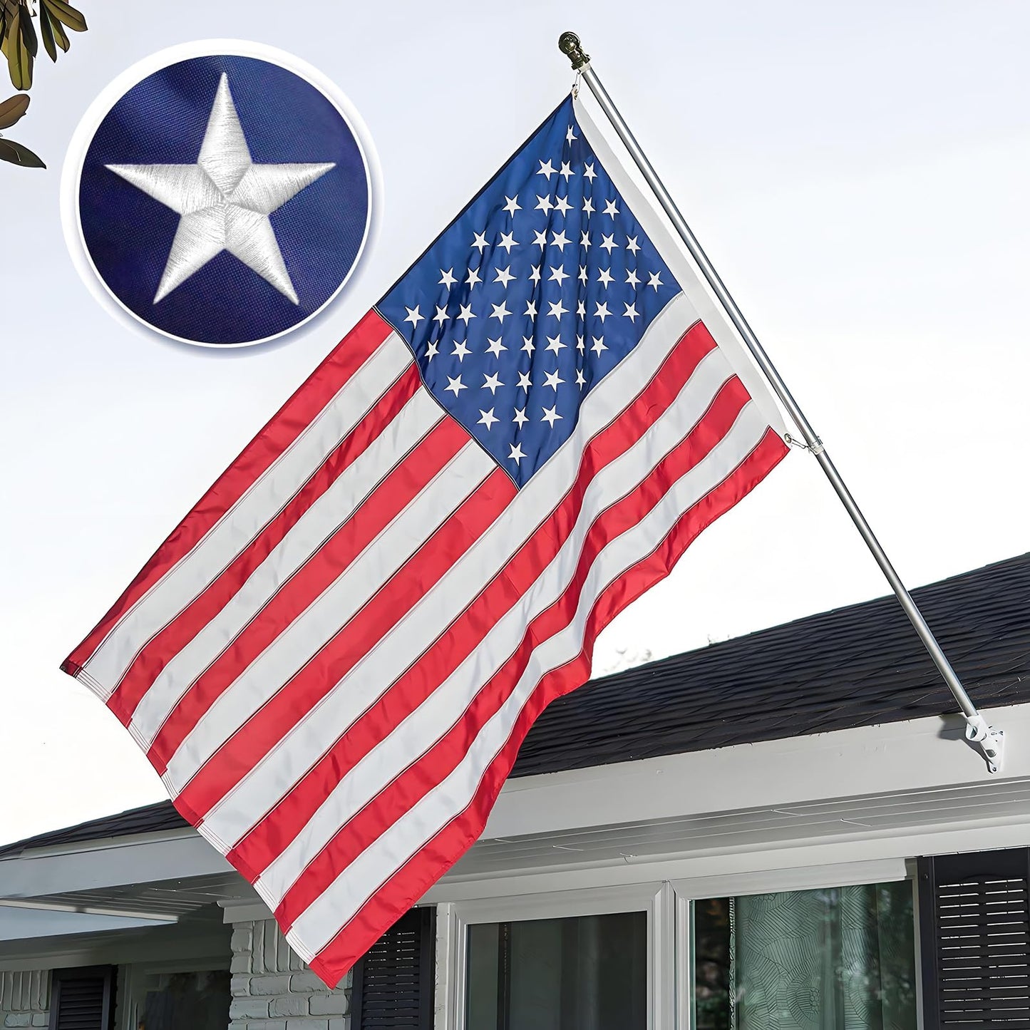 Tear Proof Series 100% Nylon Durable Heavy Duty Fabric Material,American flag 2.5 x 4 outdoor, Flag For Front Porch,Embroidered Stars, Sewn Stripes, Brass Grommets, All Weather Flagâ Unmatched Durability in Any Weather