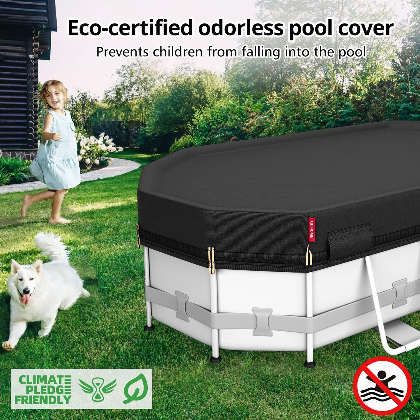 QH.HOME 10x16Ft Oval Pool Cover,Super Windproof Ratchet Straps (1,500lb Break Strength)-Effective Installation/Removal,Pool Cover for Above Ground Pools,Snug Fit,Blocks Leaves, Sun & Water