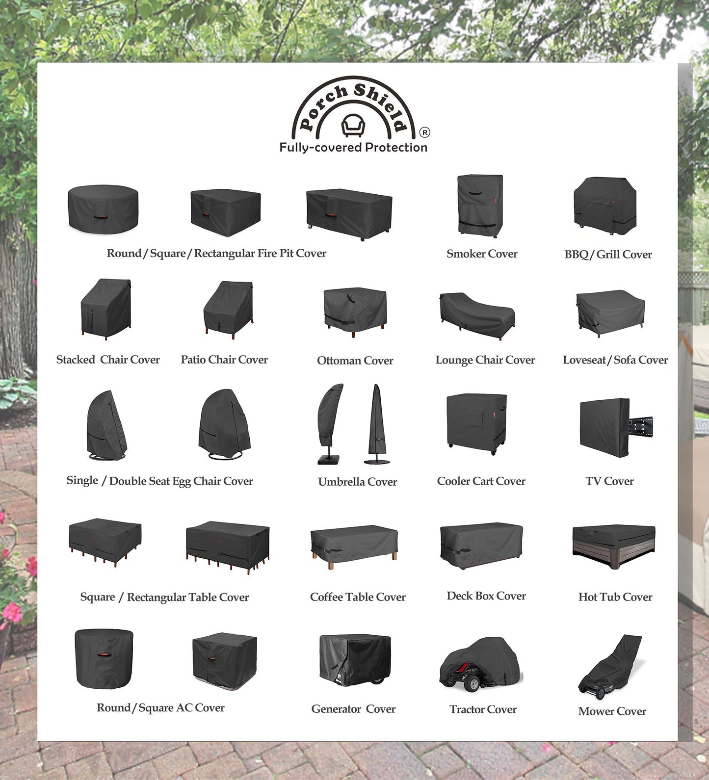 Porch Shield Patio Fire Pit Cover - Waterproof 600D Outdoor Rectangular Fire Table Cover Deck Box Protector - 54 x 28 inch, Black