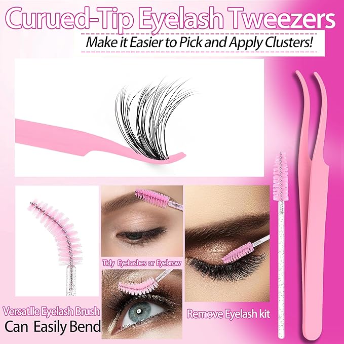 YlDUO Lashes Clusters Kit 7 style Mix Clusters Eyelashes Extensions 835Pcs Volume Lashes Clusters Kit 9-18mm Wispy DIY Individual Fake Eyelash Extensions Kit DIY at Home Easily