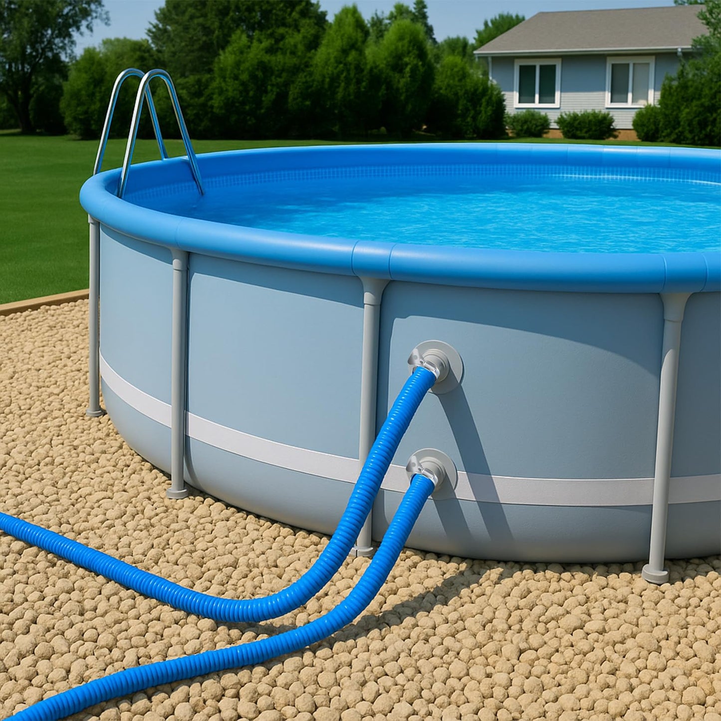 Homyplaza Replacement Pool Hoses for Above Ground Pools, 2 Pack, 1-1/4" Diameter x 59" Length, Includes 4 Metal Clamps, Compatible with All 1.25" Pool Filter Pumps