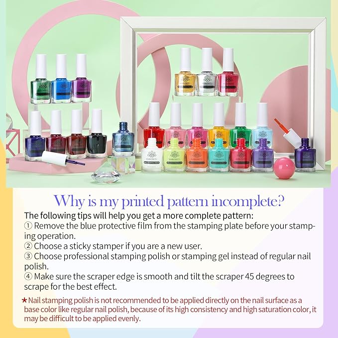 Born Pretty Nail Art Stamping Polish Halloween Nail Polish Set Manicure Print Nails Polish for Stamping Plates 24 Colors Bulk Nail Polish Set Gift Collection