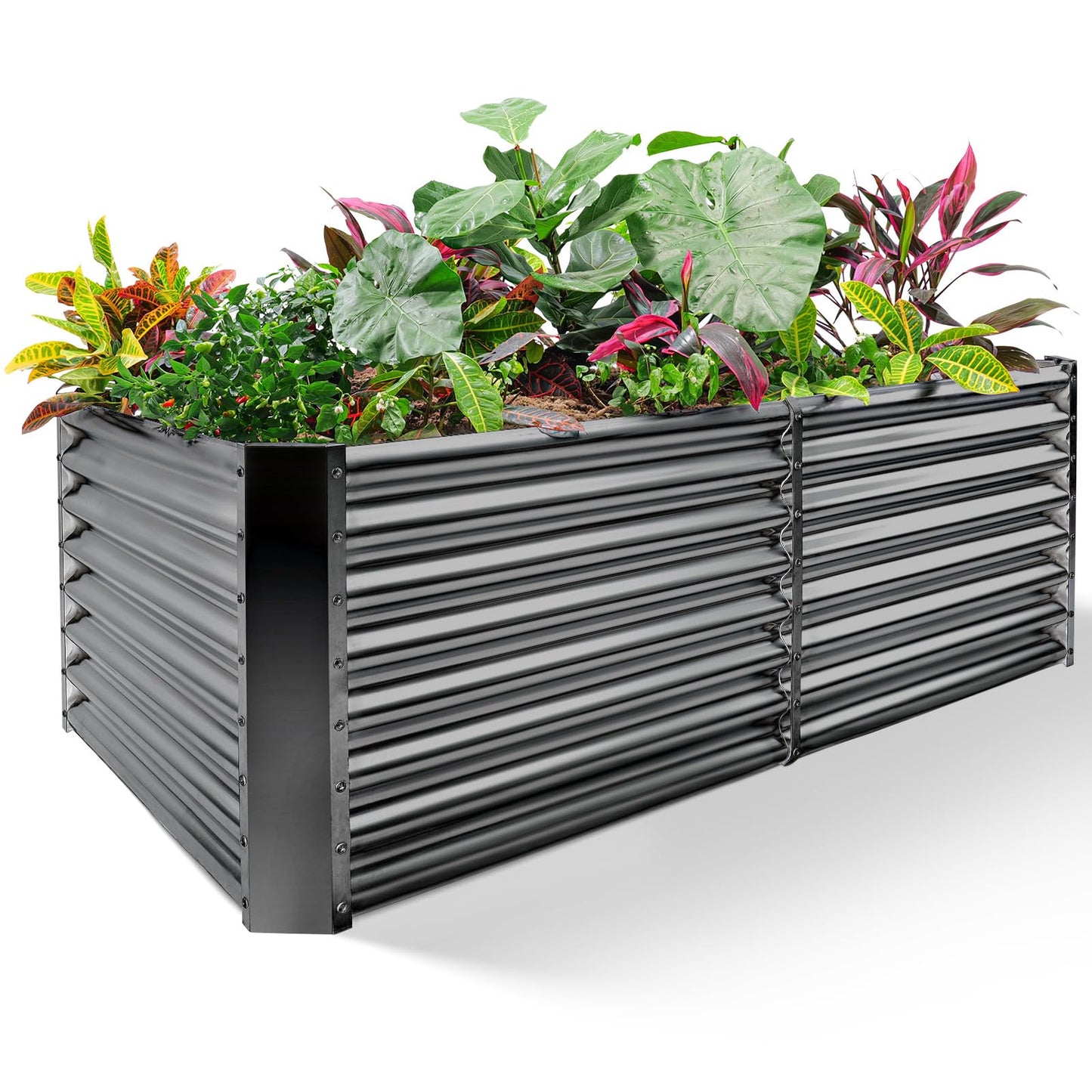 Land Guard 6Ã3Ã2 ft Galvanized Raised Garden Bed Kit, Galvanized Planter Raised Garden Boxes Outdoor, Large Metal Raised Garden Beds for Vegetables(Grey)â¦