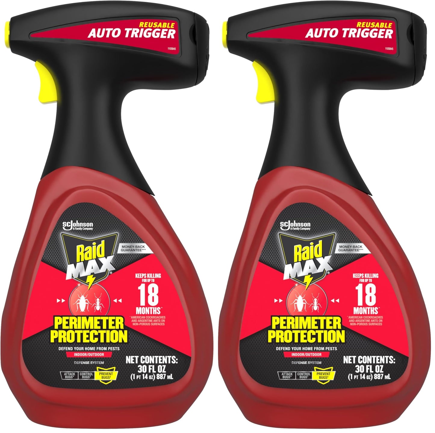 Raid Max Perimeter Protection, Multi Insect Killer Spray for Bugs, 30 fl oz (Pack of 2)