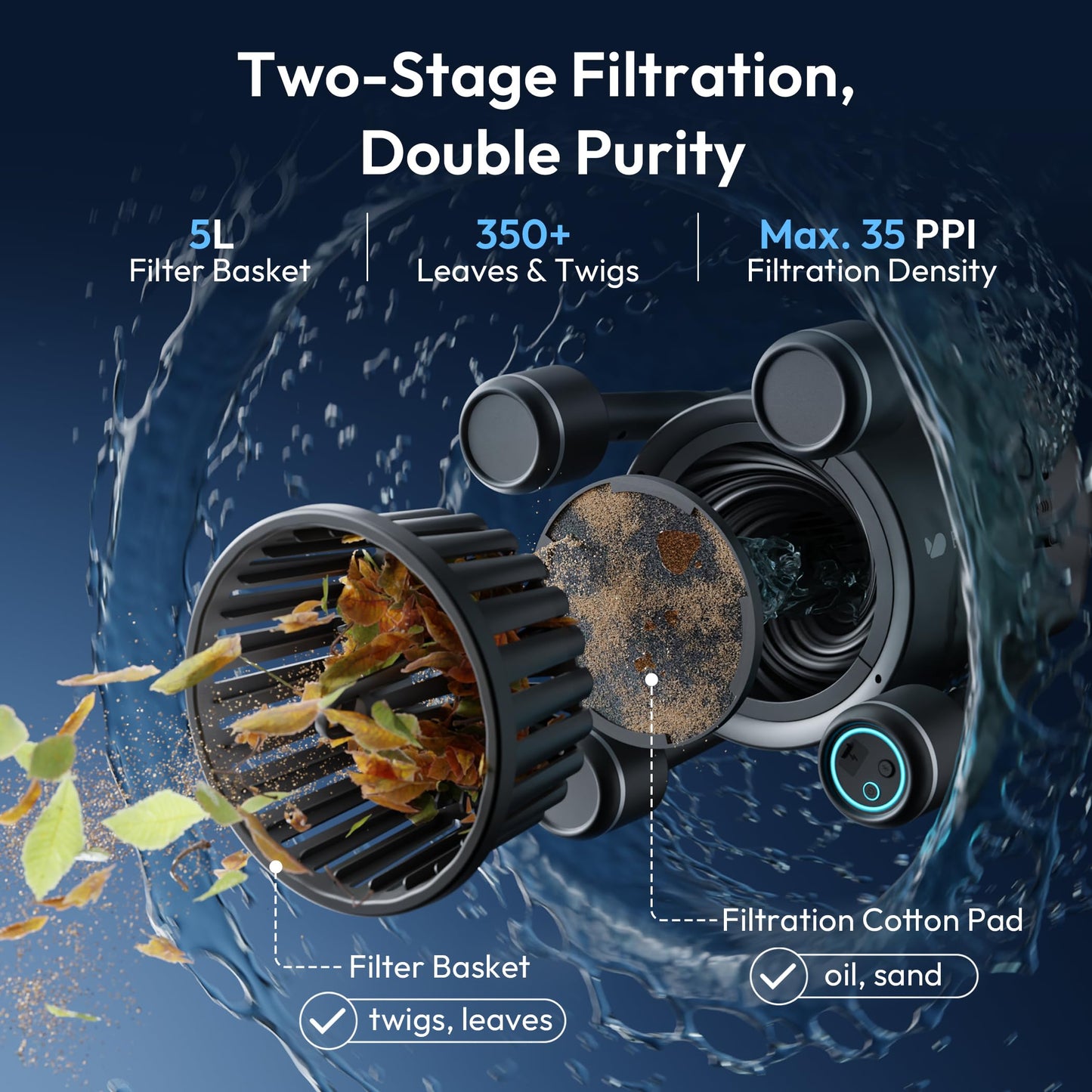 (2026 Upgrade) BUBLUE F10 Pool Surface Skimmer Robot, Pool Cleaner with App Control,Powerful Suction,5L Filter, Dual Cleaning Modes, AI Navigation,Ideal for In-Ground & Above-Ground Pools,Space Gray