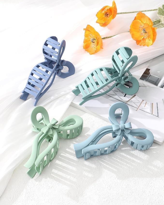 4 PCS Bow Hair Clips for Women Bow Claw Clip 5" Extra Large Hair Claw Clips for Thick and Long Hair Cute Bows Big Clip
