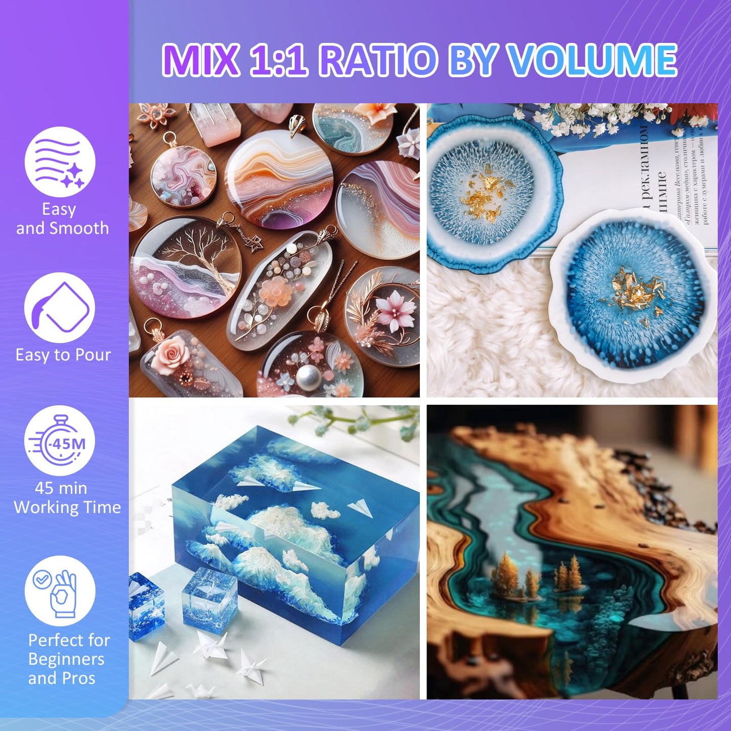 KISREL 82oz Fast Cure Epoxy Resin, 4 Hour Mold Demold Quick Cure Resin, Crystal Clear and Bubble Free, Fast Drying Clear Resins