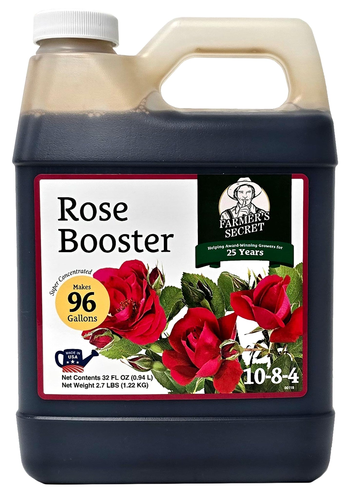 Farmer's Secret Rose Booster Fertilizer (32oz) - Super Concentrated - Formulated for All Types of Roses Throughout the Life Cycle - Encourages Healthy Growth and Vibrant Blooms