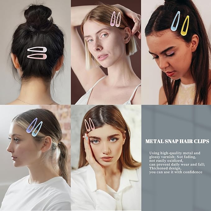 Small Hair Barrettes For Women No Slip Metal Snap Clips For Thin And Fine Hair,Matte Multi-colored,20 PCS,1.97 x 0.5 Inch.