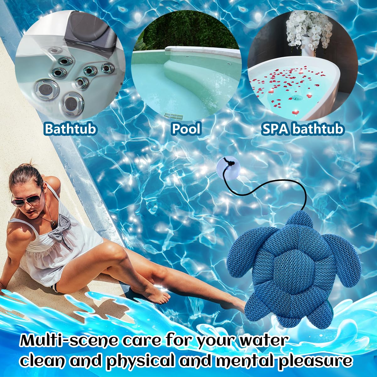 Quttisay Hot Tub Scum Absorber, Scum Turtle Hot Tub Cleaner Hot Tub Accessories 2 Pack Hot Tub Sponge for Scum Reusable Spa & Pool Cleaner Hot Tub Oil Absorbing Scum Absorber Keeps Water Clean