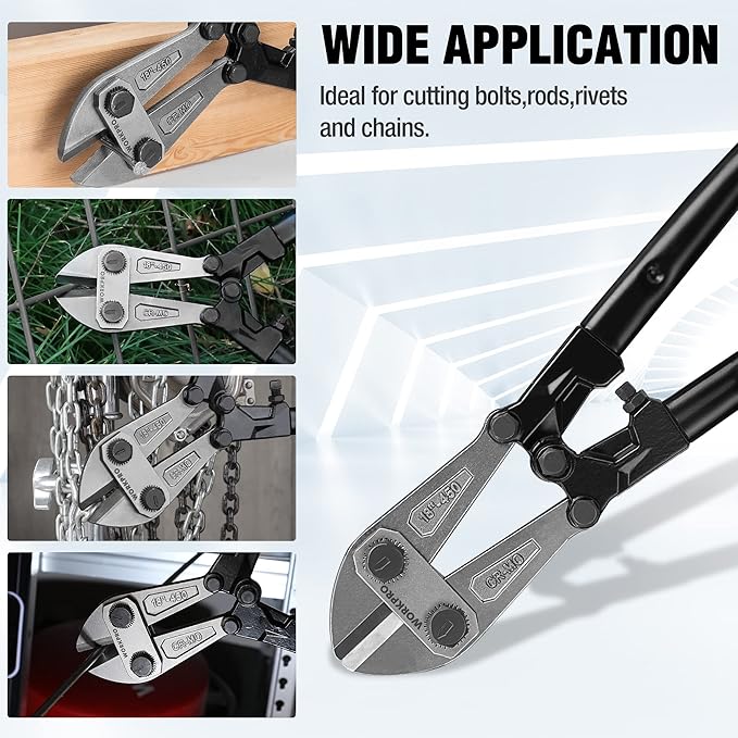 WORKPRO Bolt Cutter, Bi-Material Handle with Soft Rubber Grip, 18", Chrome Molybdenum Steel Blade, W017005A