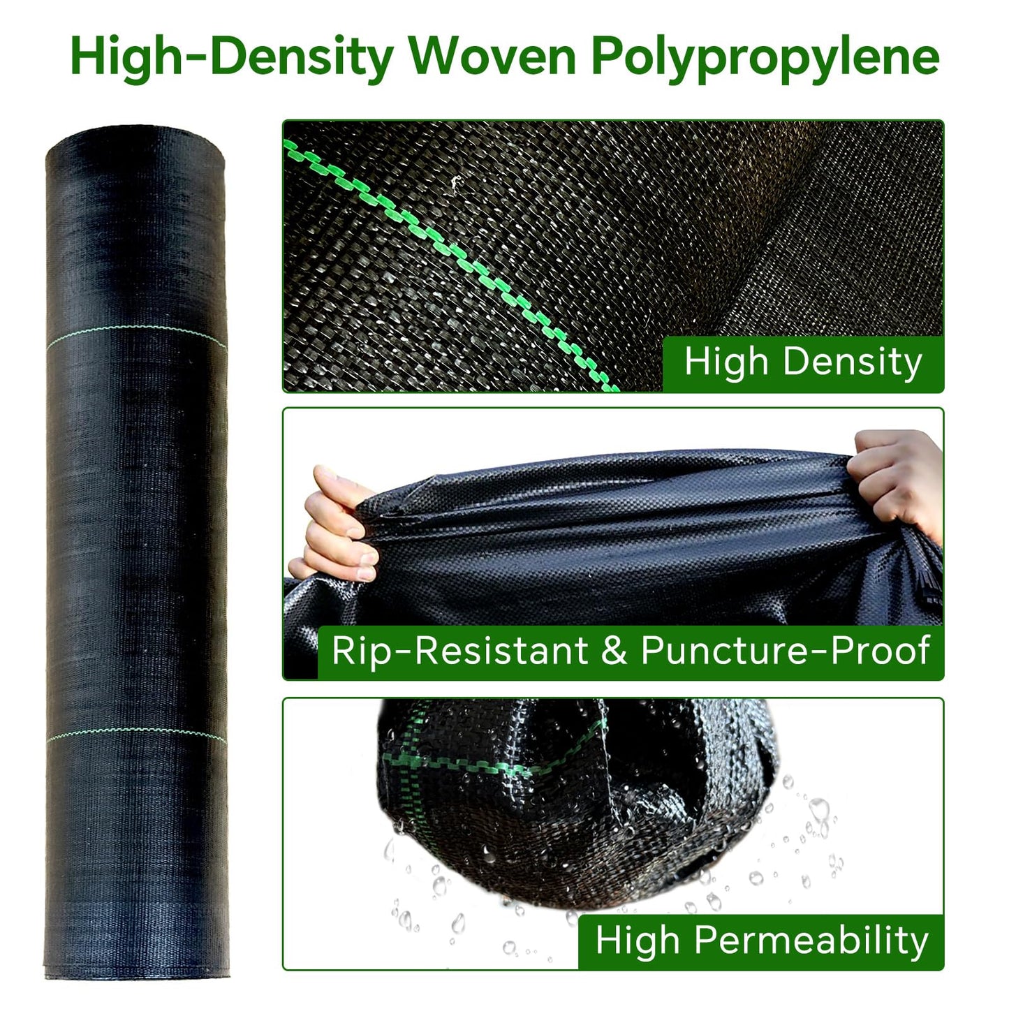 Vanver Weed Barrier Landscape Fabric Heavy Duty,1.4FT x 150 FTPremium Garden Weed Blocker Fabric for Weed Control, Plastic Ground Cover with Woven Weed Cloth,Durable Landscaping Fabric