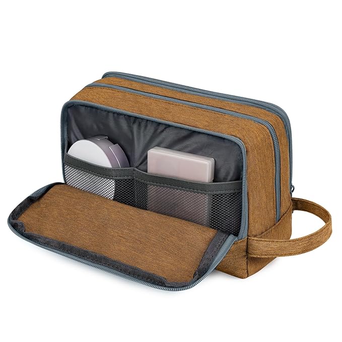 Toiletry Bag for Men Hanging Dopp Kit Water Resistant Shaving Bag Small Toiletry Bag for Traveling (Earthy Yellow)