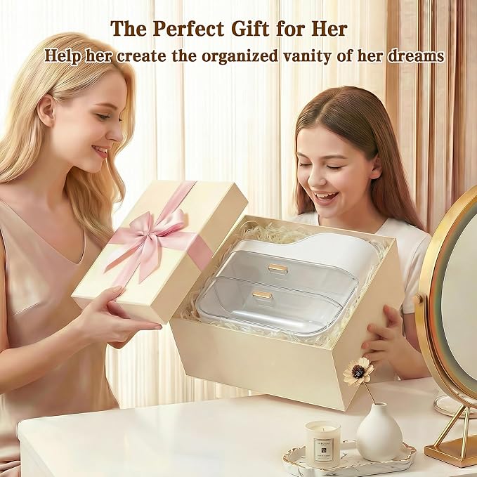 Makeup Organizer for Vanity with Large Smooth Drawers Extra Large Skincare Organizer for Bathroom Countertop and Dresser, Crystal Clear Cosmetic Storage Display Case for Beauty Products