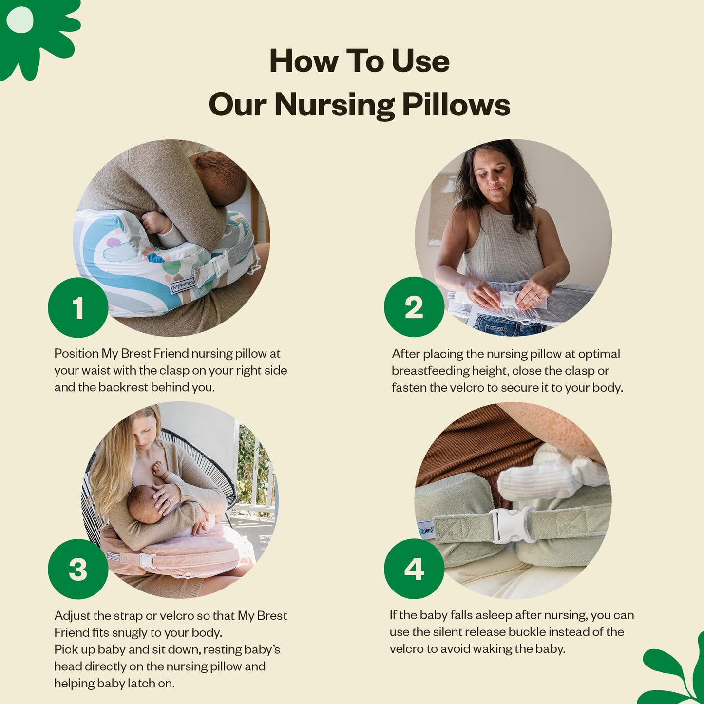 My Brest Friend Organic Cotton Deluxe Nursing Pillow Cover - Slipcovers For Baby - Adjustable Fit, Easy Care, Durable - Original Nursing Pillow Not Included, Organic Cream