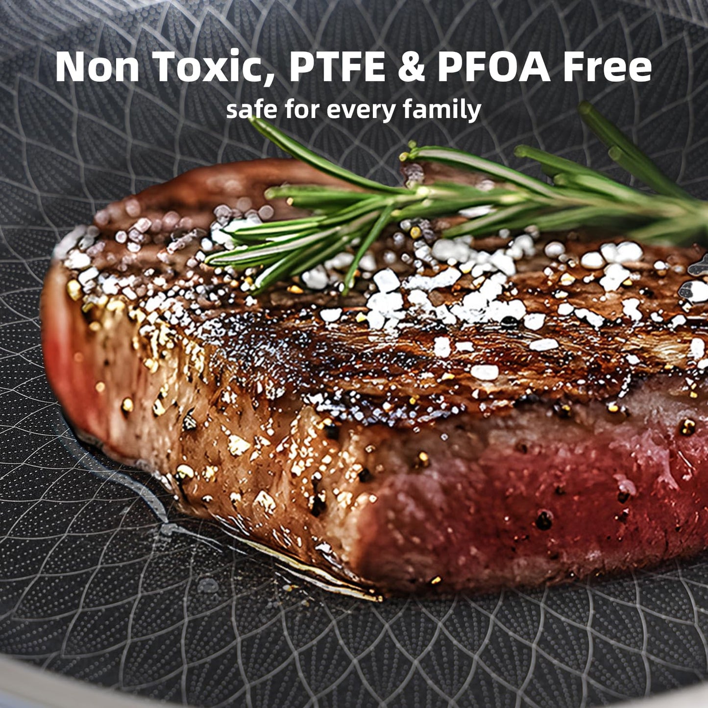 MAGICFEFE Non Stick Frying Pan 12 Inch with Lid, Hybrid Nonstick Stainless Steel Skillet Pan with Stay-cooling Handle, PFOA Free Non Toxic Dishwash & Oven Safe, Induction Ready, All Cooktops