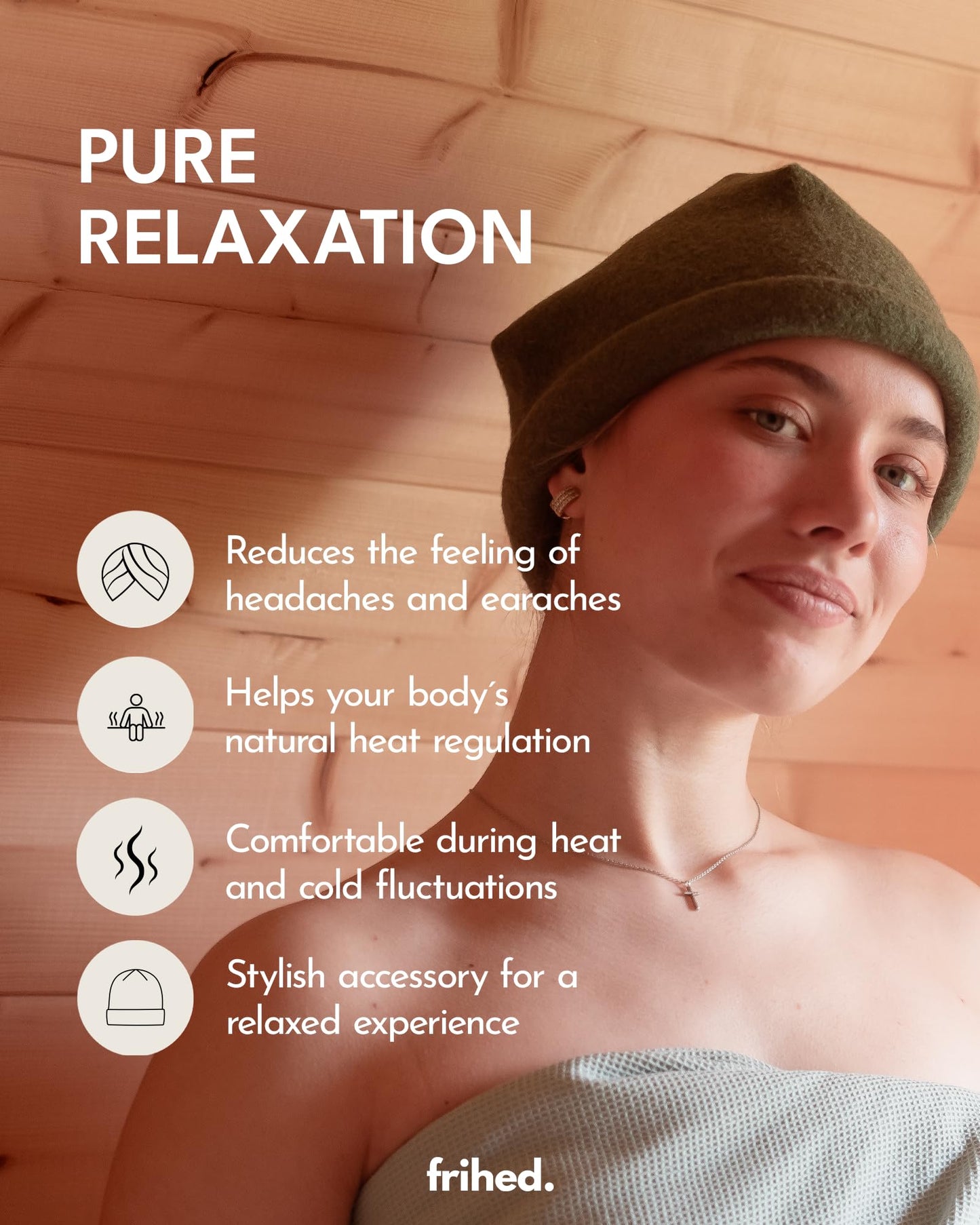 frihed. Sauna hat - Made of woolwalk - 100% Sheep's Wool - Premium Sauna Accessory for Men and Women - Flexible Size - Made in Germany (Basalt)