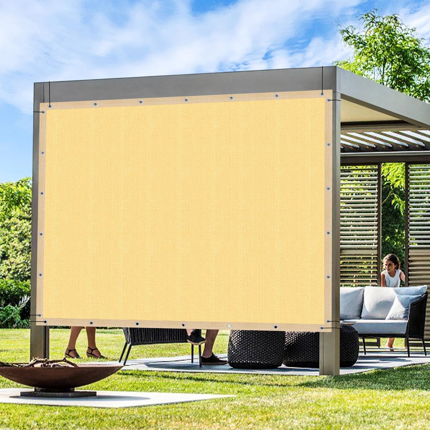 Artpuch Outdoor Pergola Shade Cover 18x19 FT Sun Shade Cloth with Grommets Sand 90% UV Protection Canopy Patio Privacy Screen (Customized Available)