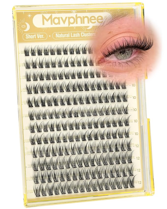 8-10-12MM Lash Clusters Natural Cluster Eyelash Extensions Wispy Cluster Lashes Soft Individual Lashes C Curve Lash Extensions Seamless Blend DIY Eyelash Clusters Thin Band Lashes Clusters 192Pcs