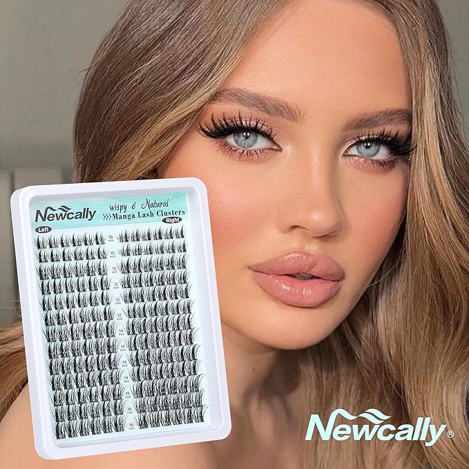 Cluster Lashes Kit Natural Look Cluster Eyelash Extension Kit Wispy Eyelash Clusters Kit Spiky DIY Lash Extension Kit CD-curly 10-16MM Manga Individual Lashes Kit by Newcally