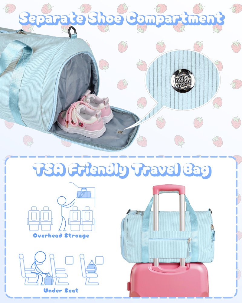 Vogewood 6 Year Old Daughter Birthday Gift Ideas, Girls Gym Bag, Kids Personalized Dance Bags with Shoe Compartment, Customized Travel Duffle with Toiletry Bag, Preppy Stuff for Tween (Letter O)