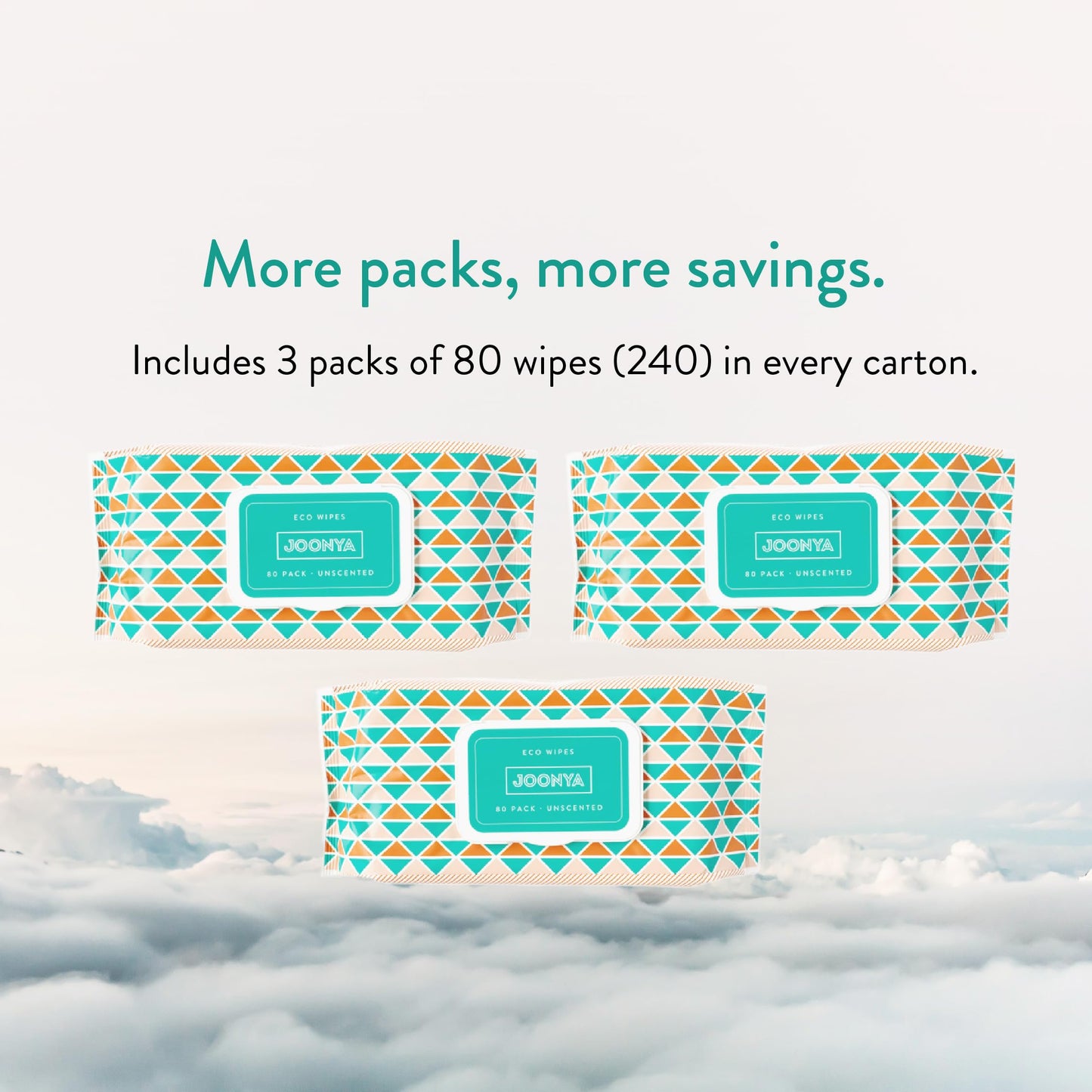 JOONYA Unscented Baby Wipes — Plant-Based, Fragrance-Free Bulk Diaper Wipes | Hypoallergenic, Non-Toxic & Biodegradable Wet Wipes for Sensitive Newborn Skin | 3 Packs of 80 (240 Total)