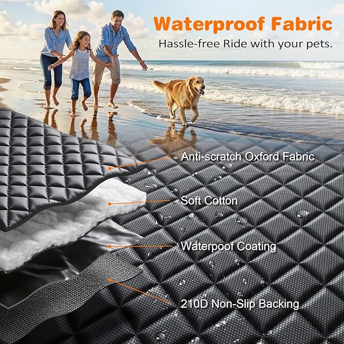 URPOWER 5 in 1 Dog Car Seat Cover for Back Seat, Waterproof Dog Hammock with Mesh Window and Side Flap Pet Car Seat Protector Dogs Backseat Cover for Cars, Mid-Size SUVs & Trucks