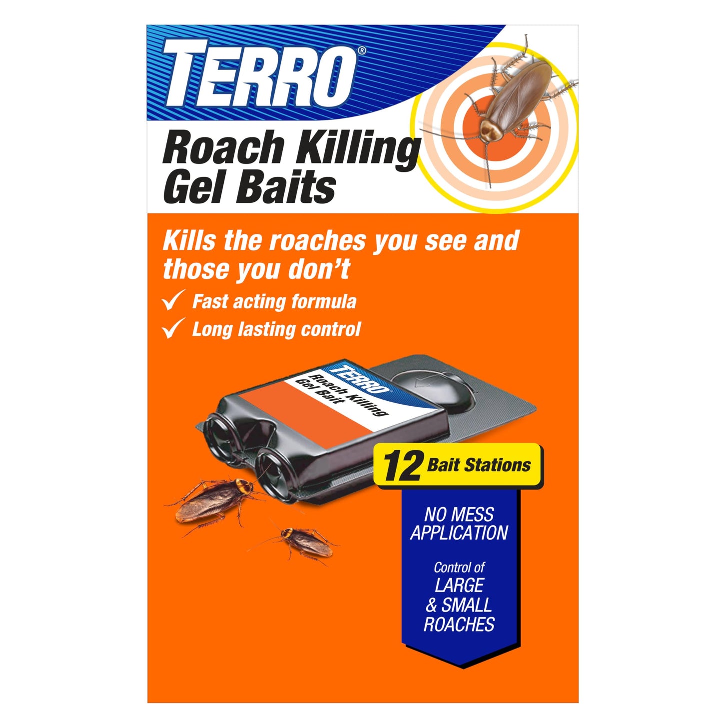 TERRO T506SR No-Mess Roach Killer Gel Bait Stations 12-Pack, Kill Roaches Where They Hide, Breed, & Nest, Ready-to-Use Cockroach Bait for German, American, & Oriental Roaches, Indoor & Outdoor Control