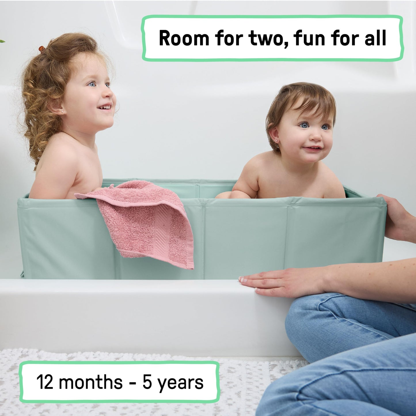 Ingenuity Tuckaway Toddler Folding Tub, Converts Shower to Tub, Folds to Store, Easy to Clean, No Assembly Required, Portable Baby Bathtub for Travel, 12M-5Y, Green
