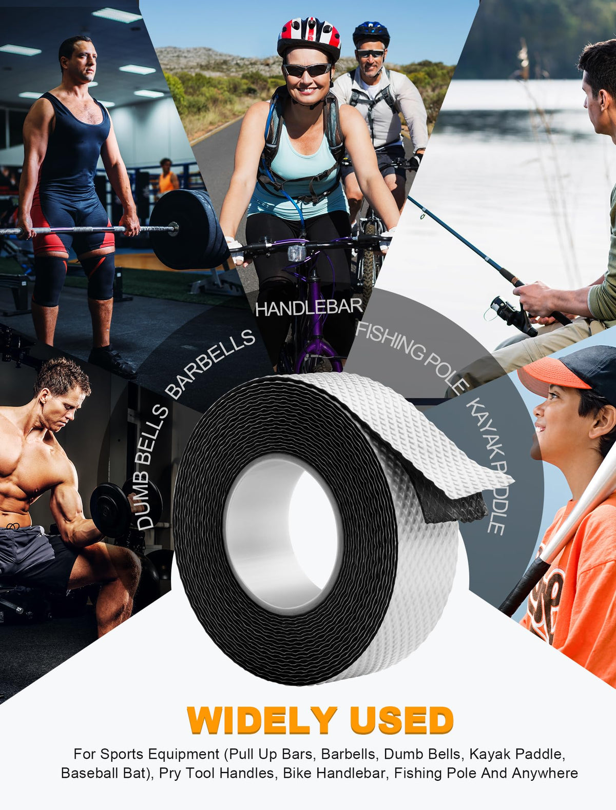 SARDVISA 15FT Self-Fusing Tape, Soft Silicone Grip Tape, Universal Non-Slip Haddle Wrap Tape for Paddle, Bike Handlebar, Fishing Pole, Barbells, Sports & Gym Equipment Tools