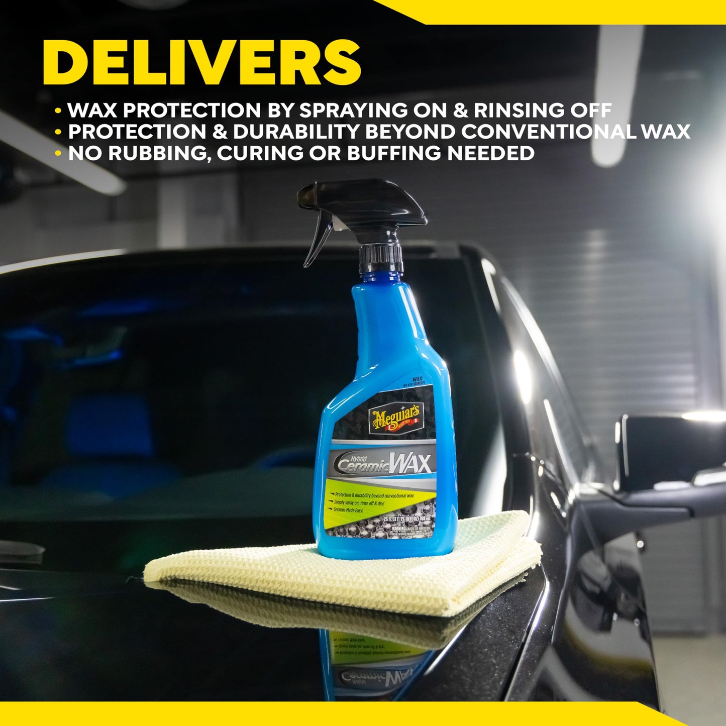 Meguiar's Hybrid Ceramic Wax, Easy-to-Use Spray Wax for Car Detailing with the Superior Protective Power of Advanced SiO2 Hybrid Barrier Technology, 26 Oz Spray Bottle