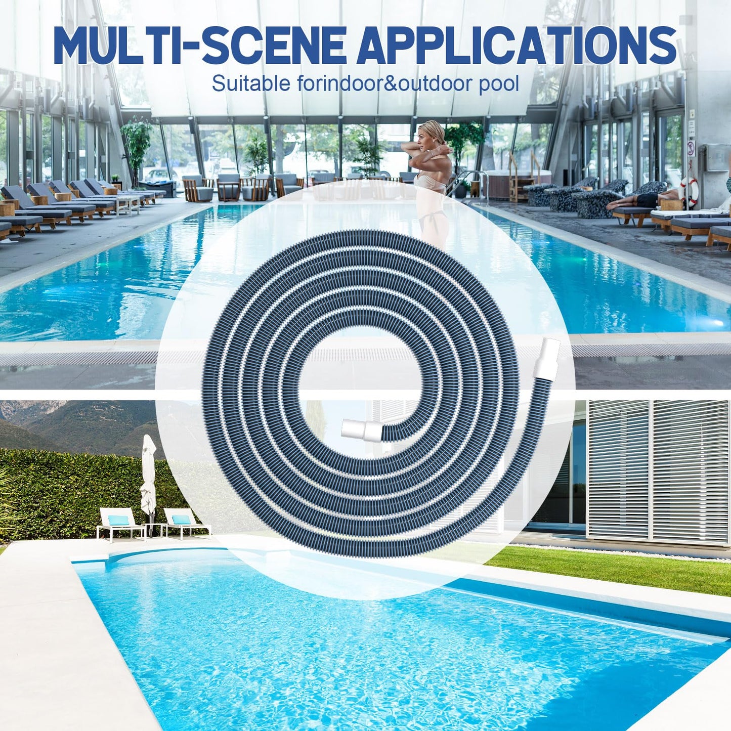 BEWAVE Pool Vacuum Hose, Above/In Ground Manual Heavy Duty Swimming Pool Hose with Swivel Cuff, 1-1/2 In x 30 Ft