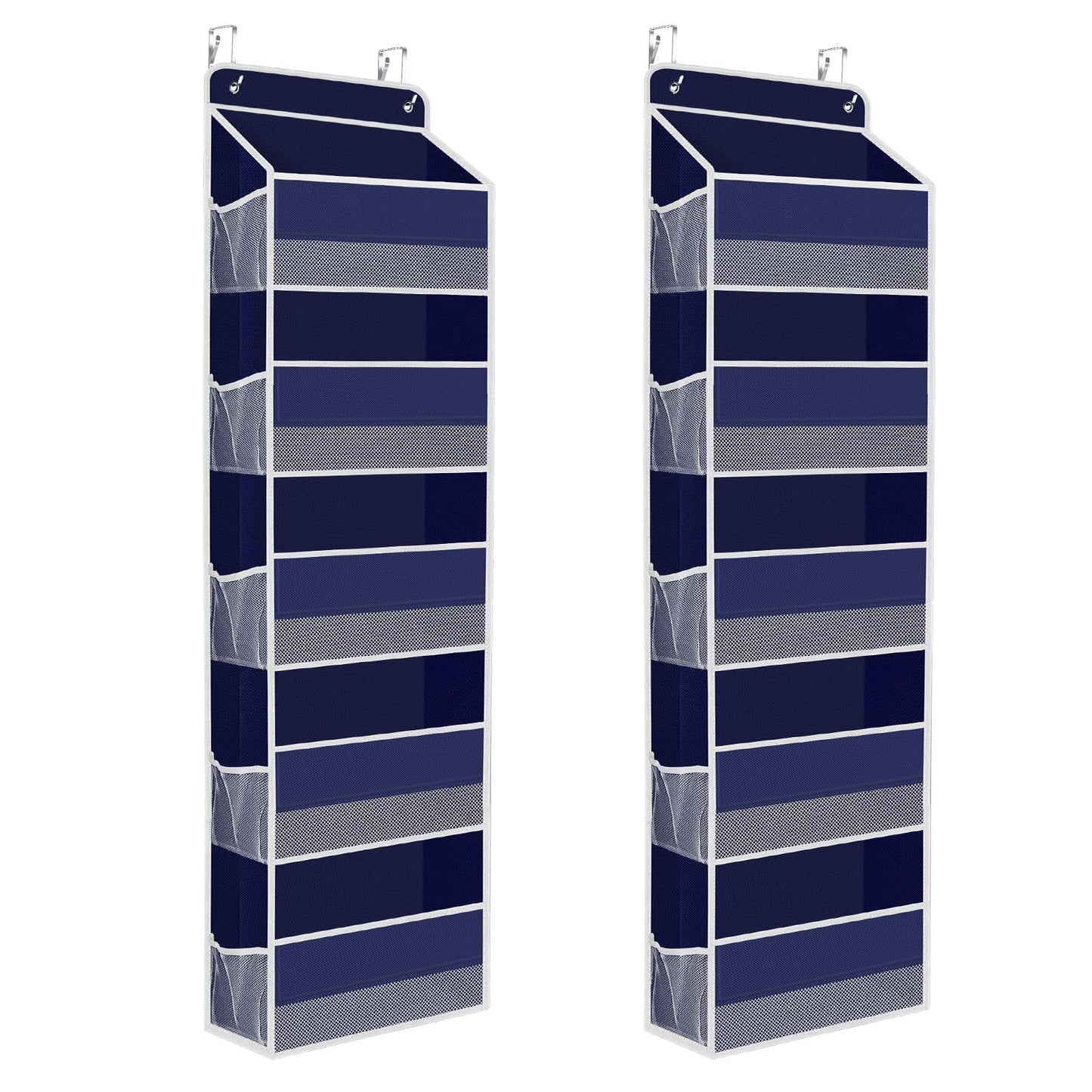 SpaceHacks 2 Pack Over The Door Organizer, Hanging Storage Organizer with Clear Window, 40lb Ultra Sturdy Large Capacity Room Organizer for Pantry Laundry Bathroom Nursery Closet (Grey)