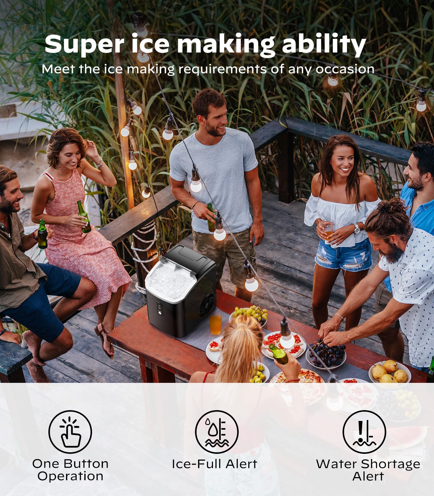 Silonn Nugget Ice Maker Countertop - 33lbs/24H, Pebble Ice Maker Machine with Self-Cleaning Function, Portable Ice Makers for Home Kitchen Office