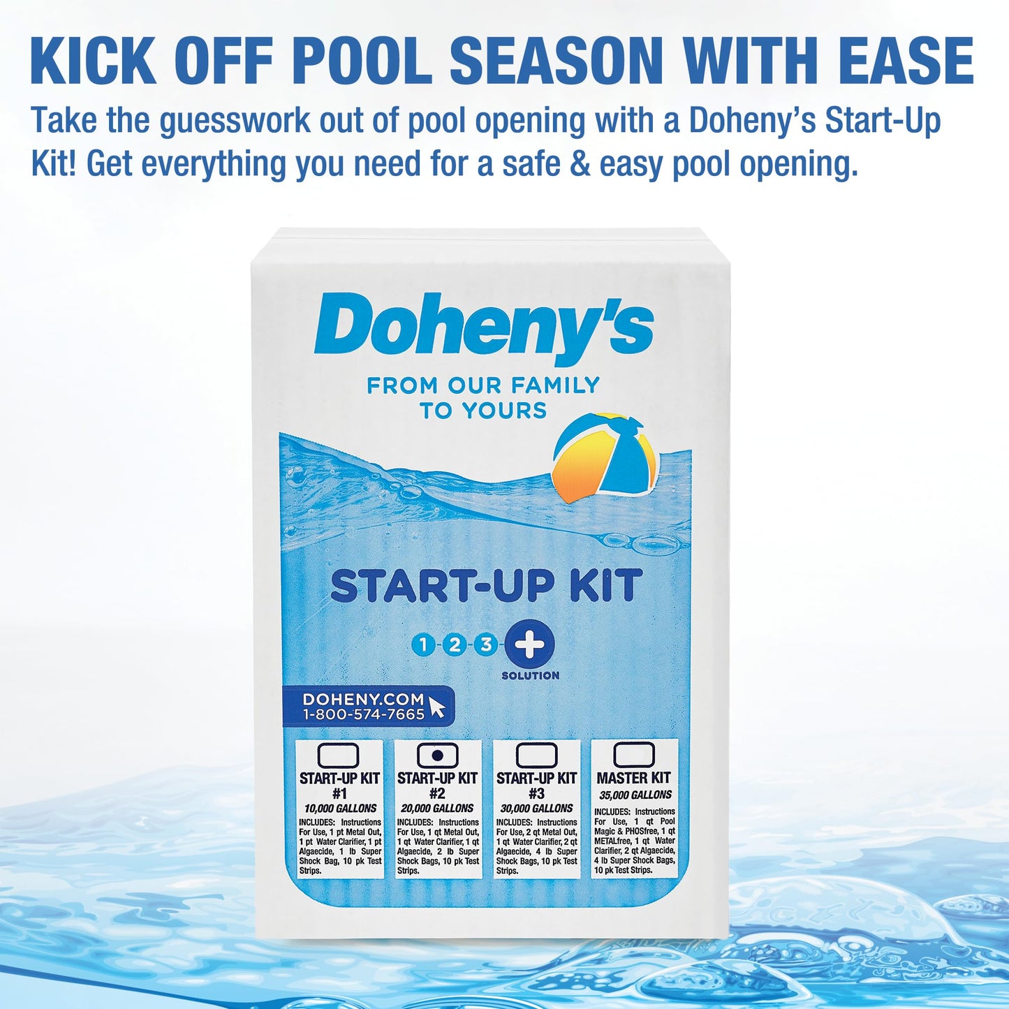 Doheny's Ultimate Pool Opening Start-Up Kit | Includes Metal Out, Algae Control, Clarifier & Super Shock | Prevents Stains, Rust & Scale | Free 10-Pack Test Strips | Pro-Grade Pool Chemicals