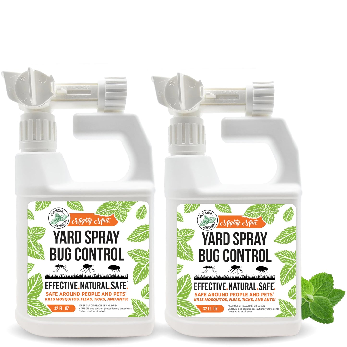 Mighty Mint Peppermint Oil Lawn & Yard Bug Control Spray â Natural Outdoor Pest Repellent for Fleas, Ticks, Mosquitoes, Ants, and More â Plant-Based, Extra-Strength Formula â 32 oz (Pack of 2)