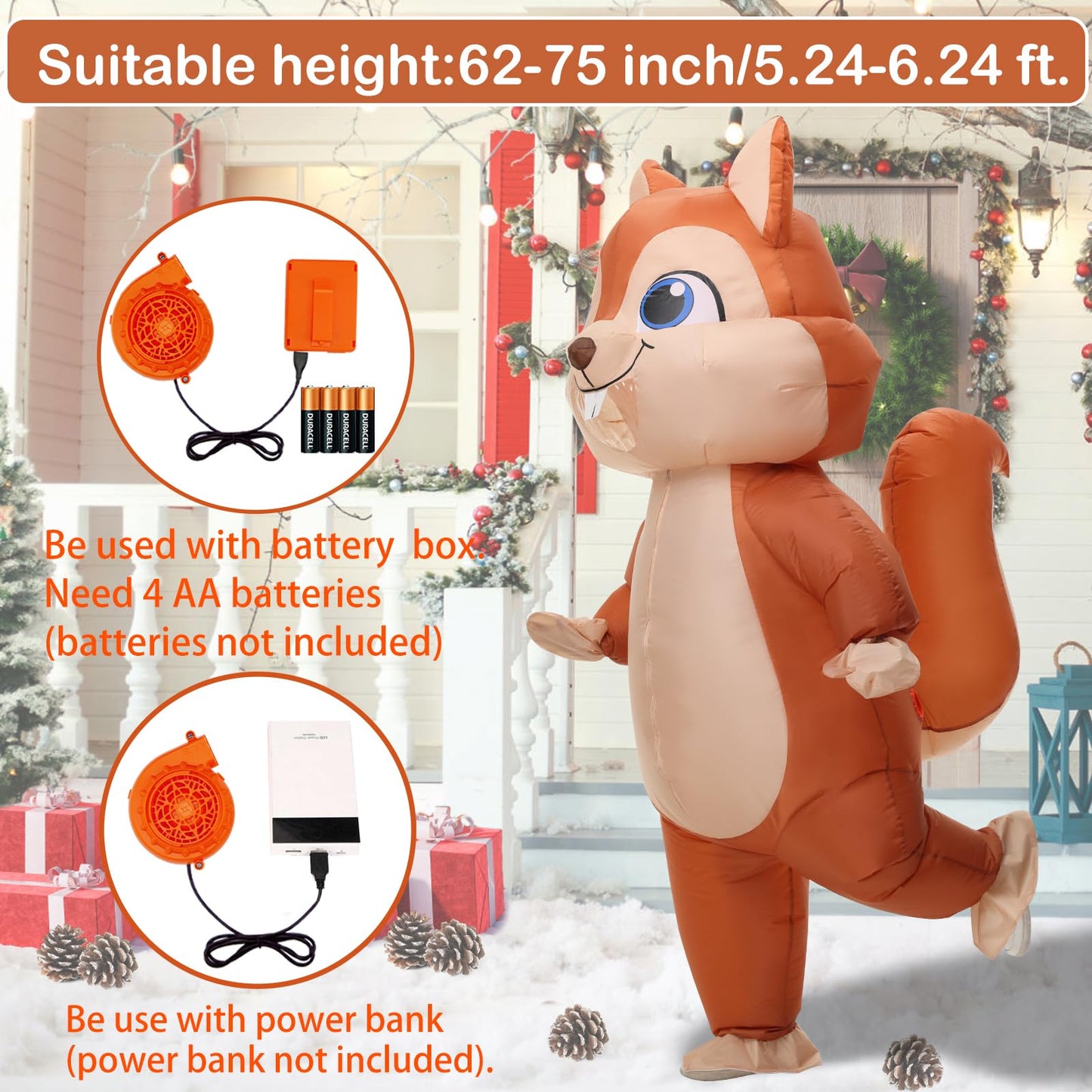 Spinosaurus Inflatable Squirrel Costume for Adult Christmas and Thanksgiving - Funny Blow Up Animal Suit for Halloween - Men and Women