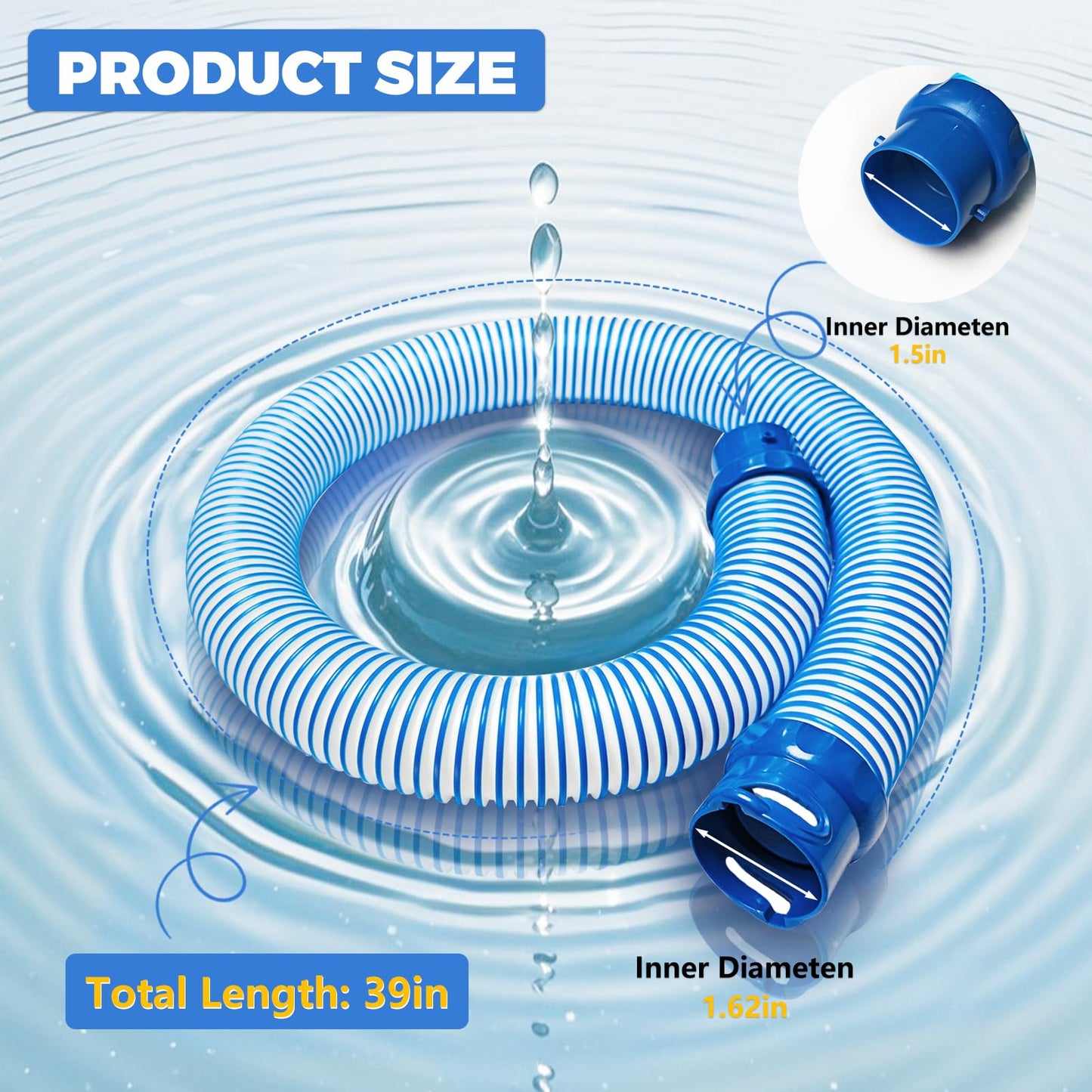 5-Pack Pool Cleaner Hose for X7 T3 T5 MX6 MX8, 39 in Swimming Pool Vacuum Hose Replacement Kit, R0527700 X38210S Twist Lock MX6 Replacement Parts
