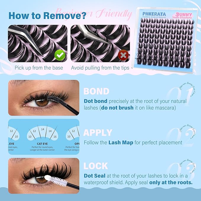 PHKERATA Manga Lash Clusters Wispy Eyelash Clusters Fairy Cluster Eyelash Extensions Natural Anime Individual Lashes DIY Lash Extension with Thin Band, 10-16mm