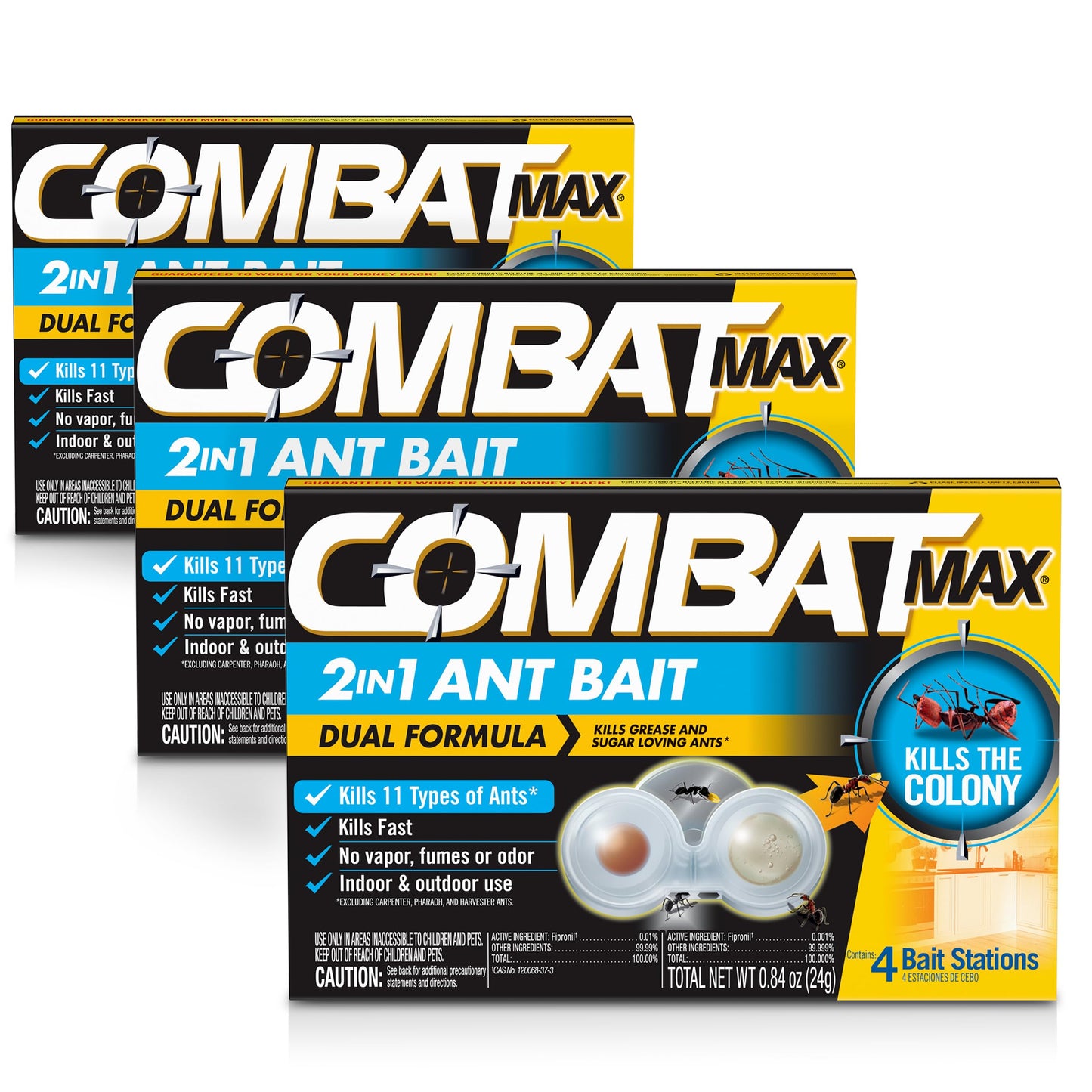 Combat Max 2 in 1 Ant Bait Station, 4 Count (Pack of 3)