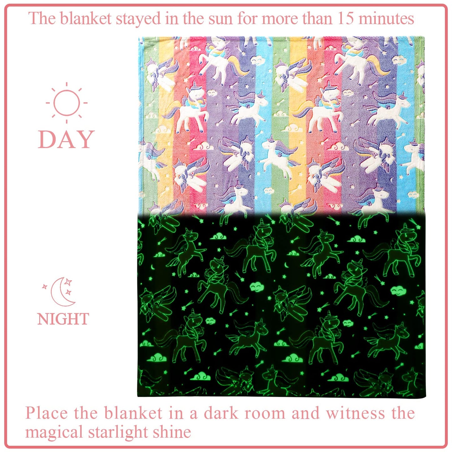 LIFEYJ Glow in The Dark Blanket Unicorns Gifts for Girls, Soft Blanket 3 4 5 6 7 8 9 10 Year Old Girl Gifts, Toddler Girls Toys Age 6-8, Gifts for Girl for Christmas Birthday Gifts Presents, 50"x60"