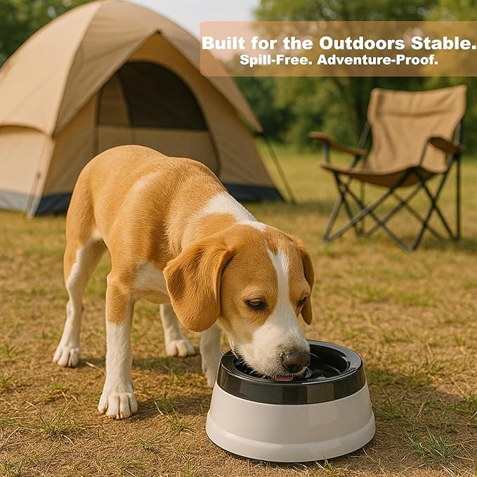 25oz Spill-Proof Dog Water Bowl – Slow Drink, No-Splash Pet Feeder for Small/Medium Dogs, Cats, Puppies & Kittens, Non-Slip Portable Bowl for Car, Travel, Home – Grey